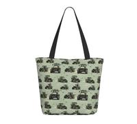 Green Camouflage Tractor Print Tote Bag for Women, Large Shoulder Tote Bag with Zipper, Handbags for Work Travel