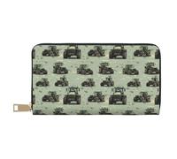 Green Camouflage Tractor Print Wallet Women, Leather Bifold Multi Card Wallet, Long Purse Women's Wallets