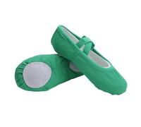 Green Canvas Girls Ballet Shoes Soft Practice Dance Shoes Elastic Strap Shaped Kid Ballet Slippers Lightweight Split Soles Kids Shoes Slip-On Exercise Footwear UK Size 2.5