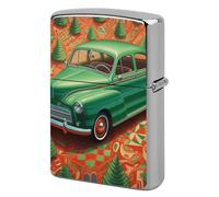 Green Car Metal Lighter Case Cover, Personalized Graffiti Lighter Sleeve, Waterproof Double-Sided Protector for Women Men Gifts