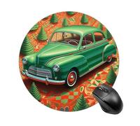 Green Car Mouse Pad Round Laptop Mouse Mat Cute Computer Mousepad Keyboard Pad Non-Slip Desk Pads for Gaming Office Work Home