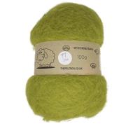 Green Carded Wool for Needle & Wet Felting 100g - Olive - Felt Box #77
