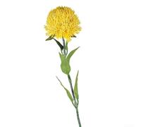 Green Carnation Artificial Flower, 55cm Soft Rubber Bloom, Realistic Faux Floral Stem, Low Maintenance Decor for Home Office Living Room Wedding Centerpiece(Yellow)
