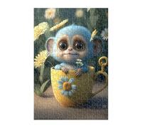 Green Cartoon Monkey Puzzle 500 Pieces, Fun Challenging Puzzle Games, Difficult Jigsaw Puzzles for Adults 500 Pieces