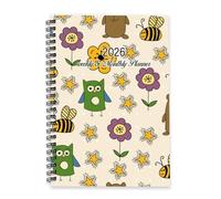Green Cartoon Owls 2026 Diary A5 To Do List Notebook Notebook Daily Journal for Men Journal for Teacher Week To View Monthly Year Diary Planner with Dotted Line Note Page Slim