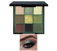 Green Cat Eye Eyeshadow Palette,Green Eyeshadow Palette,Full Matte E-yeshadow P-alette,G-reen Glitter Ey-eshadow P-alette,9 Colors Matte & Glitter,Shimmer & Highly Pigmented G-reen Eyeshadows