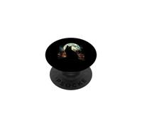 Green Cat Full Moon City Night Watcher Feline PopSockets Adhesive PopGrip