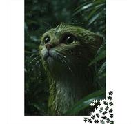 Green Cat in The Rain 1000-Piece Jigsaw Puzzle for Adults, 70x50cm/1000pcs, Puzzle Gift Idea, Weekend Downtime And Year-Round Leisure