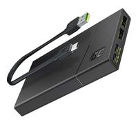 Green Cell 10000mAh Power Bank Fast Charge PD 18W 4 USB Ports Qi Slim Black