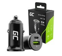 Green Cell Car Charger USB-C USB 38W 2 Ports Car Cigarette Lighter USB Car Adapter Car Charger Charger Power Delivery Ultra Charge Compatible with iPhone