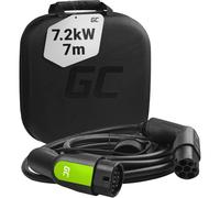 Green Cell® GC Type 2 Charging Cable for EV Electric Cars PHEV | 7.2kW | 32A | Type 2 to Type 2 | 23ft 7m | 1-Phase | Compatible with e-Golf, e-Up!, A250e, I-Pace, EQC, Leaf, Ioniq Electric, Niro EV