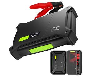 Green Cell Portable Jump Starter GC PowerBoost | 16000mAh 2000A | Up to 8L Petrol and 6L Diesel | Emergency Car Battery Booster | Powerbank | Charger Lithium 12V | Jumper cables | IP64 | LED, black