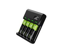 Green Cell VitalCharger Battery Charger + 4 x AA 2000 mAh for NI-MH AA AAA R6 R03 Mignon Battery With Micro USB USB-C 4-Channel Charging System - Charges from 1 to 4 AA or AAA, LED Signalling