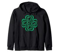 Green Celtic Knot Shamrock Irish Four Leaf Clover Zip Hoodie