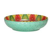 Green Ceramic Bowl Tuscany Bohemian Pasta Side Dish 22cm Dia Mediterranean Boho