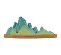 Green Ceramic Mountain Incense Holder with Horizontal Design | Oriental Charm, Green Glaze Finish, Includes Incense Stick Holder, Study and Meditation Room Decor
