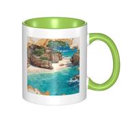 Green Ceramic Mugs for Exquisite Unique Coast of Dreams Pattern Print Smooth Practical Durable Easy to Clean