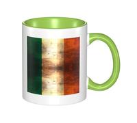 Green Ceramic Mugs for Exquisite Unique Retro Irish flag Pattern Print Smooth Practical Durable Easy to Clean