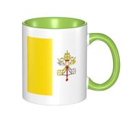 Green Ceramic Mugs for Exquisite Unique Vatican flag Pattern Print Smooth Practical Durable Easy to Clean