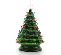 Green Ceramic Xmas Tree, Ceramic Christmas Tree, Vintage Tabletop Christmas Decorations,Tabletop Christmas Tree for Tables, Shelves and Desks(L)