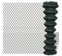 Green Chain Link Fence 1.5x25m - Durable Steel Garden Fencing Outdoor Barrier for Privacy & Security Ideal for Home Gardens Pet Enclosures and Property Boundaries
