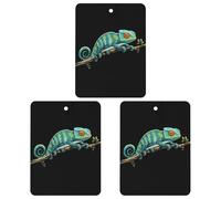 Green Chameleon 3 Pcs Automotive Air Fresheners Mirror Aromatherapy Tablets Ornament Car Fragrance Scented Cards Square