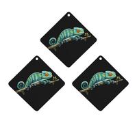 Green Chameleon 3 Pcs Automotive Air Fresheners Mirror Aromatherapy Tablets Ornament Car Fragrance Scented Cards Rhombus