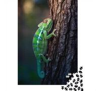 Green Chameleon on Tree Bark 1000 Piece Jigsaw Puzzle, 70x50cm/1000pcs, for Adults, Quiet Home Activity, Focused Puzzle Time And Quiet Weekends