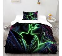 Green Character Illustration Bedding Set 3D Digital Printing Gothic Themes Duvet Cover Set Pillowcase Microfiber Universal for All Seasons Single(135x200cm)