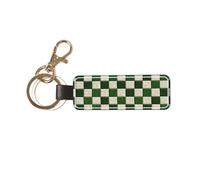 Green Checker Border Car Keychain Universal Key Fob Keychain Ideal Leather Key Chain Holder For Men & Women