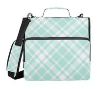 Green Checkerboard 1.5 Inch 3 Rings Zippered Binder Bag with Shoulder Strap & Handle Laege Capacity School Supplies Organizer Suitable for Middle School