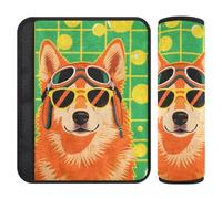 Green Checkered Background Cool Siberian Husky carseat Strap pad,More Comfort Driving,seat Belt Belt for Women for SUV Backpack Van forro para cinturon de seguridad 2 Pack
