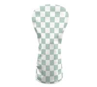Green Checkered Golf Head Covers for Woods and Driver Fairway Hybrid Funny PU Leather Golf Club Head Covers for Women Men Golf Accessories for Halloween Christmas Birthday Present
