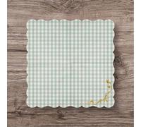 Green Checkered Napkins with Bow - Elegant Paper Napkins for Parties, Baby Showers, Picnics & Celebrations 12 Pack