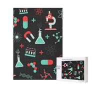 Green Chemistry And Science Patterns,300 Pieces Wooden Jigsaw Family Game Jigsaw Puzzles for Adults Teens