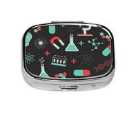 Green Chemistry and Science Patterns,Meta Pill Box 2 Compartment Medicine Case,Portable Organizer,Rectangle Meta Portable Organizer Pill Box 1410 Compartment Medicine Case