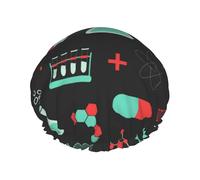 Green Chemistry And Science Patterns,Shower Cap Nightcap Double Layer Waterproof Elastic Bath Cap Reusable Hair Cap