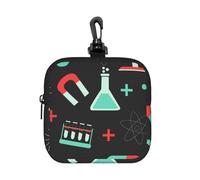 Green Chemistry and Science Patterns, Square Zipper Storage Bag, Neoprene Coin Purse, Small Wallets, Change Pouch, Change Purse