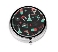 Green Chemistry and Science PatternsMeta Pill Box 3 Compartment Medicine Case,Portable Organizer