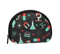 Green Chemistry and Science PatternsSmall Makeup Sanitary Napkin Storage Bag,Women's Cosmetic Coin Purse