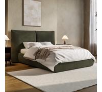 Green Chenille Double Ottoman Bed with Pillow Headboard - Dune