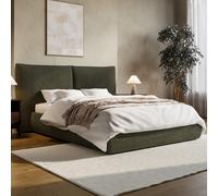 Green Chenille King Size Ottoman Bed with Pillow Headboard - Dune