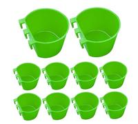 Green Chicken Water Cups 10 Pack 8 oz, Hanging Bird Feeder for Cage with Hook for Poultry