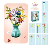 (green) Children's Building Blocks Flower Set Realistic Lily of the Valley/Rose/Jasmine Sweet Osmanthus Toy