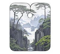 Green Chinese Landscape Pine Hair Dying Cape with Adjustable Snap Closure, Essentials Color Capes for Clients capa para cortar Cabello 65" x 55"