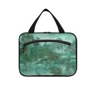 Green Chinese Style Landscape Painting Hanging Travel Makeup with Hook, Designer Fashion Makeup Bag for Travel Essentials for Women Vacation Bolsa para guardar maquillaje L