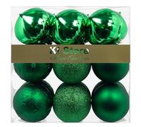 Green Christmas Baubles 80mm Christmas Tree Decoration Ornaments 18pcs Shatterproof Balls for Xmas Hanging Decorations Festival Holiday Decor