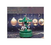 (Green) Christmas Carousel Toy Automatic Merry-go-round Music Boxes Wedding Party Birthday Gift Baby Room Decoration Xmas Home Decor