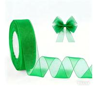 Green Christmas Organza Ribbon for Gift Wrapping 25mmX50Yards(Green)