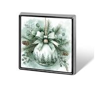 Green Christmas Ornament Eucalyptus Leaves Unisex Brooches & Pins Square Lightweight Lapel Badge Jewelry for Clothing Shawl Hat